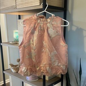 Elegant Peach Sleeveless Top with Silver Accents